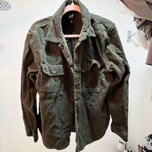 GAP Olive Green Button Down Corduroy Shirt Medium Like New